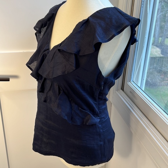 Boden Alicia Ruffle Top, Navy, Sleeveless, size 6 - Picture 5 of 14